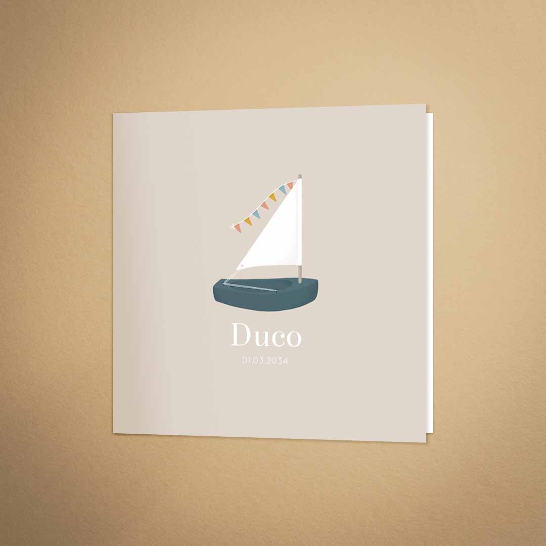 Lief geboortekaartje met bootje voor een jongetje