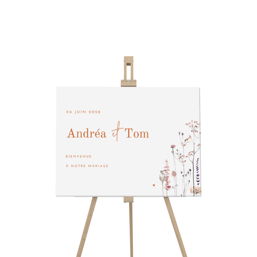 Panneau de bienvenue avec des fleurs bohémiennes