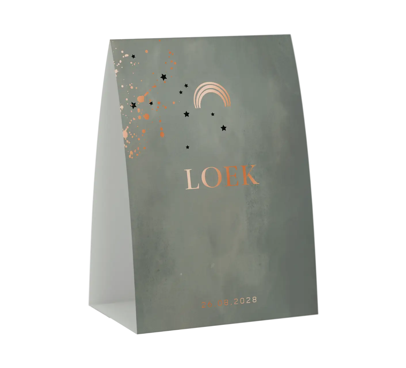 Stoer tent geboortekaartje groen met hoogglans