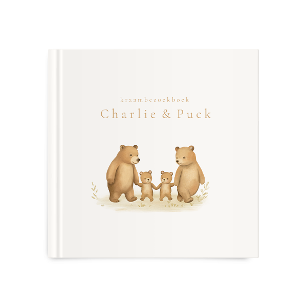 Kraambezoekboek met beren tweeling