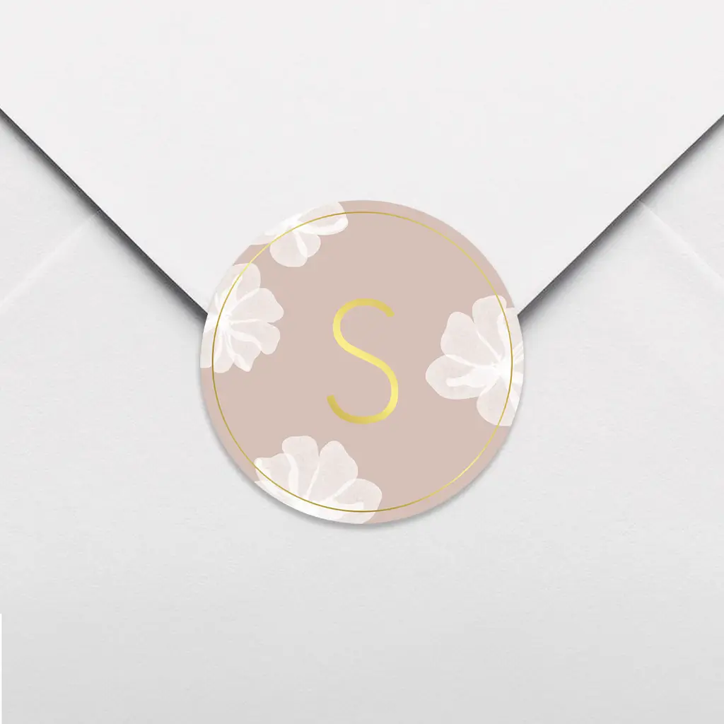 Sluitsticker met goudfolie en bloemen - per vel