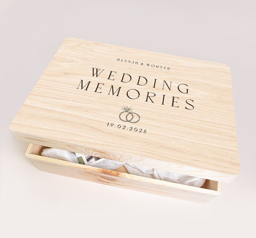 Herinneringsdoos huwelijk klassiek met ringen