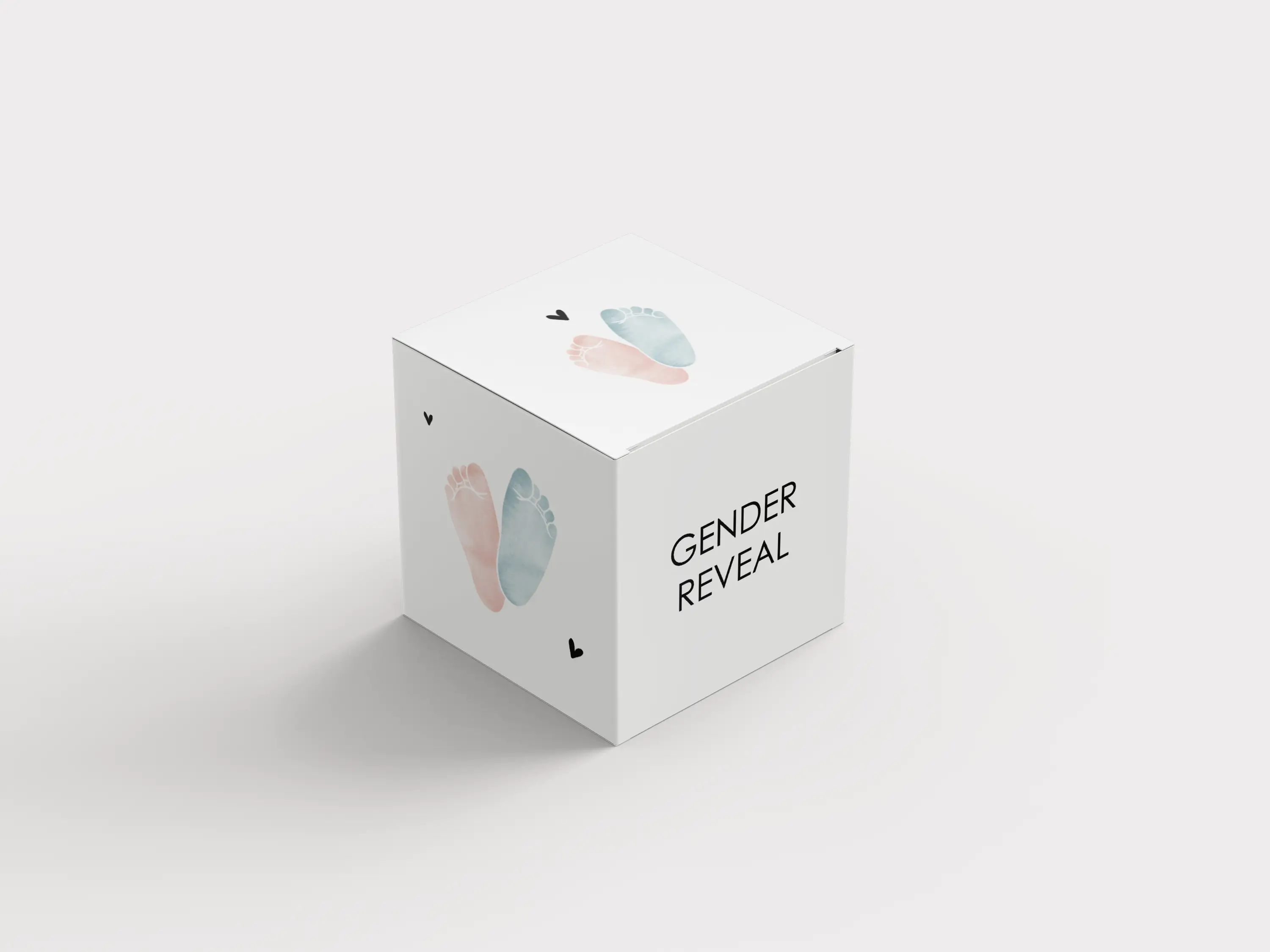 Bedankdoosje gender reveal met blauw/roze voetjes