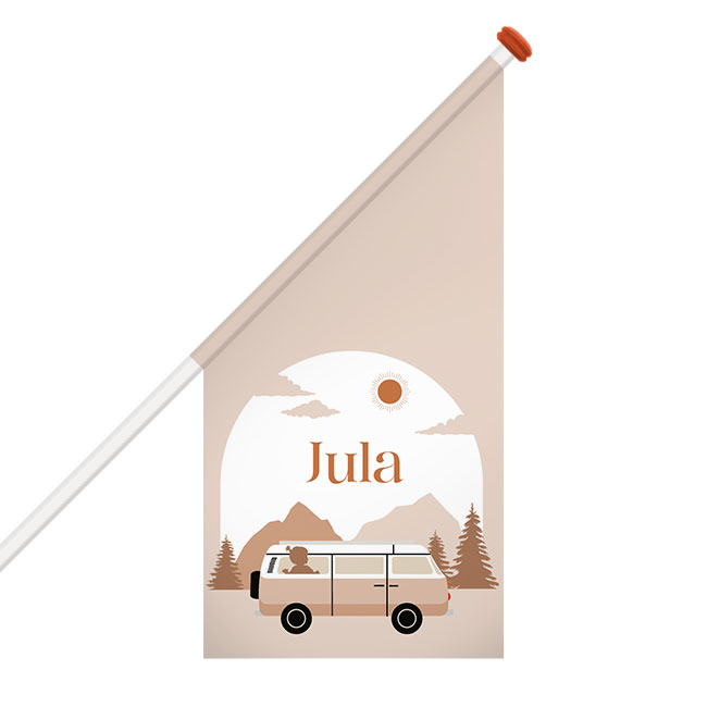 Geboortevlag meisje in camper