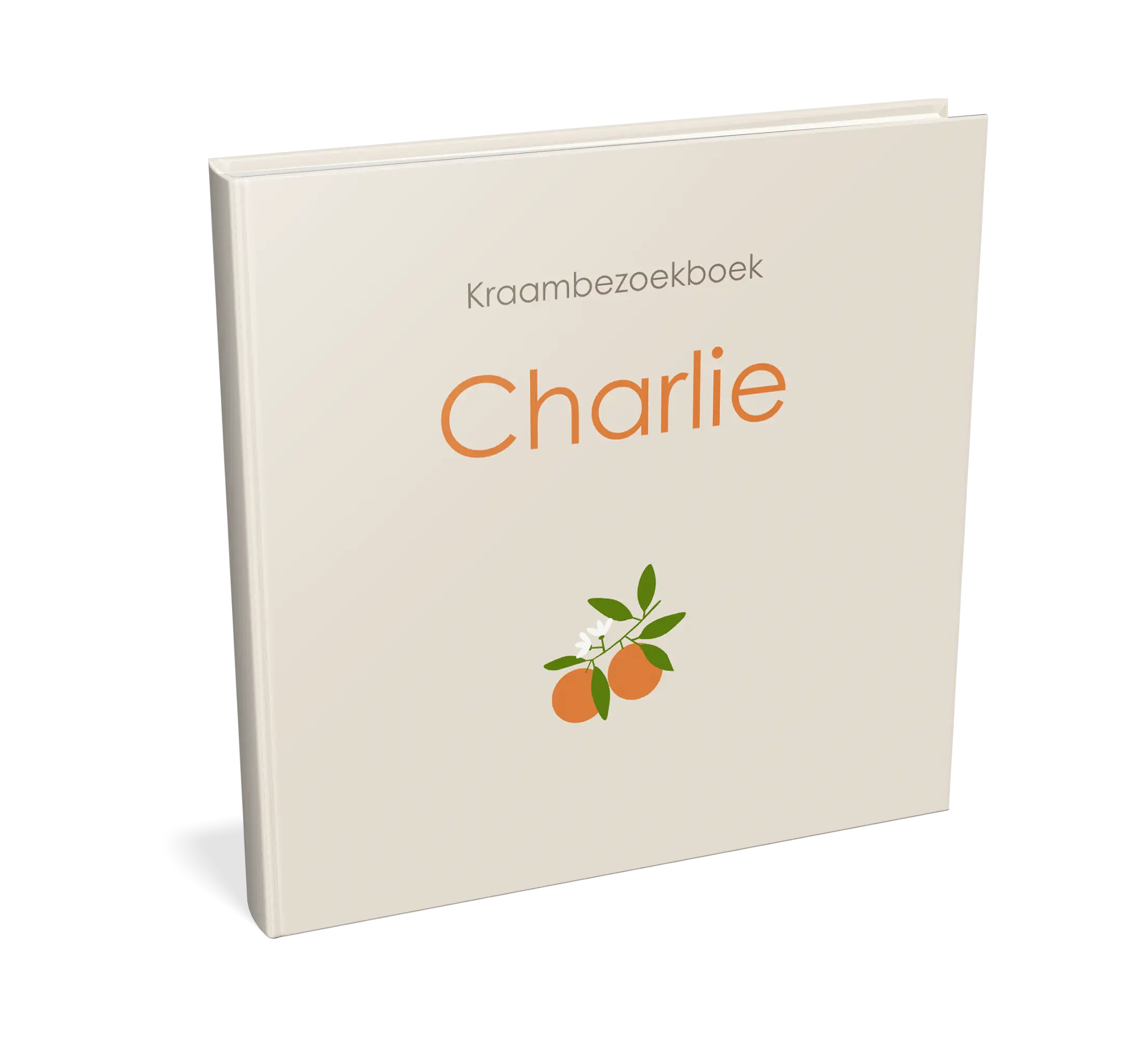 Neutraal kraambezoekboek met sinaasappels