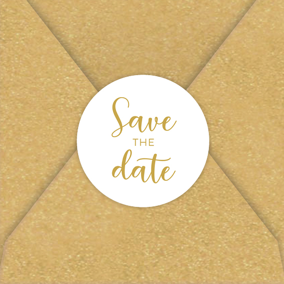 Sluitsticker trouwkaart save the date goudkleur