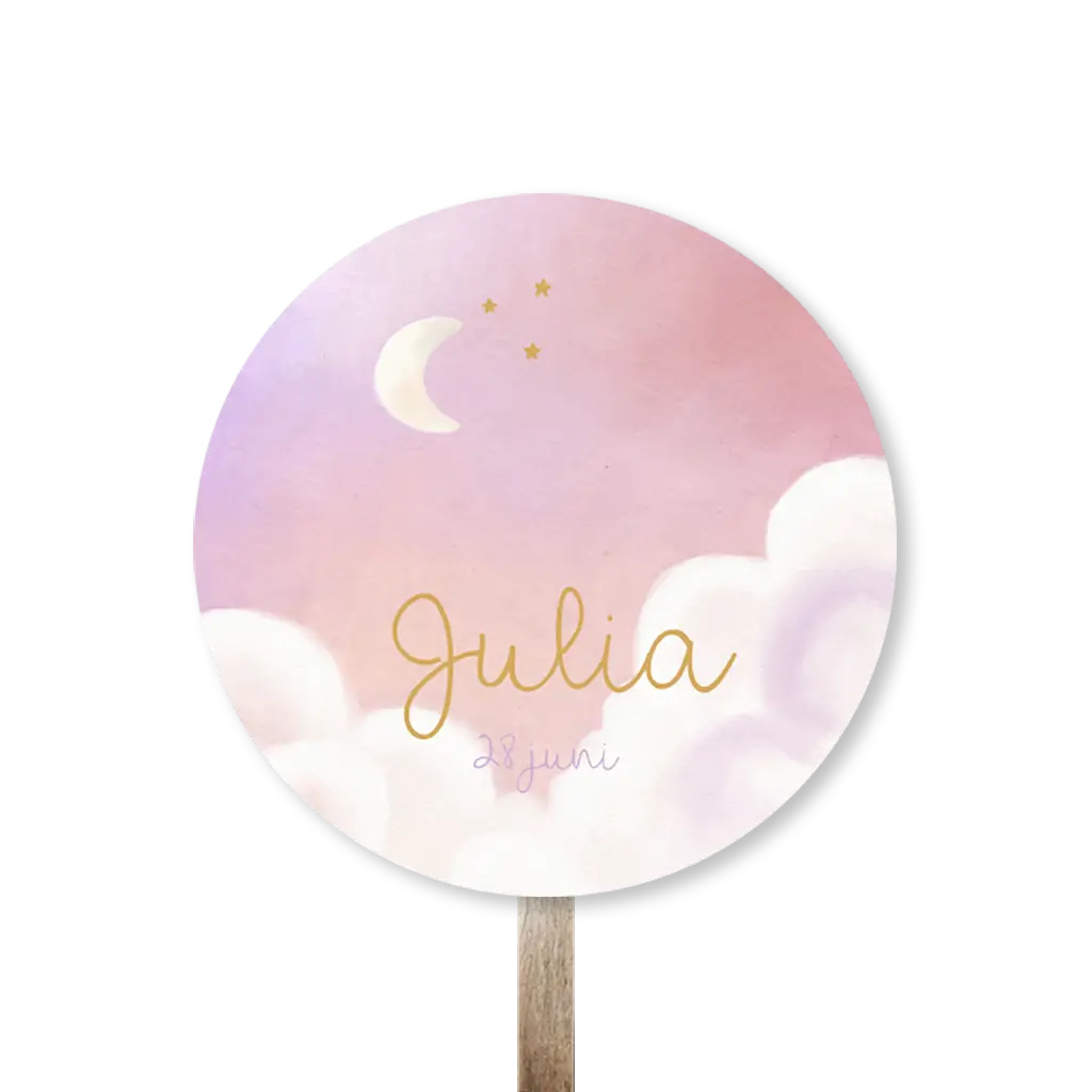 Tuinbord rond roze met wolken en maantje