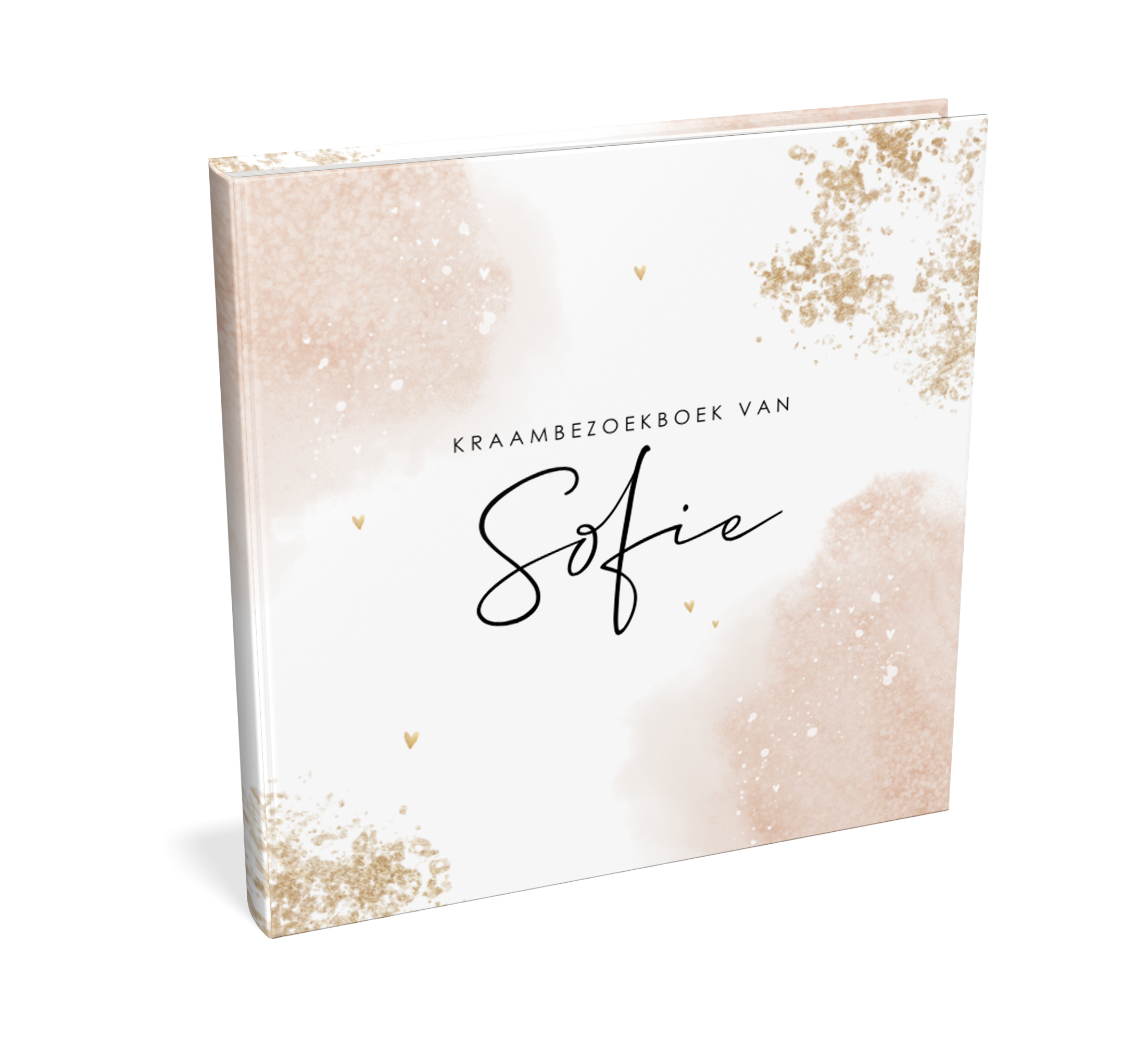 Kraambezoekboek met lichtroze watercolour en spetters