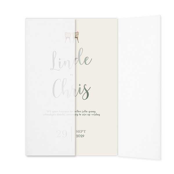 Trouwkaart met hoogglans en omslag