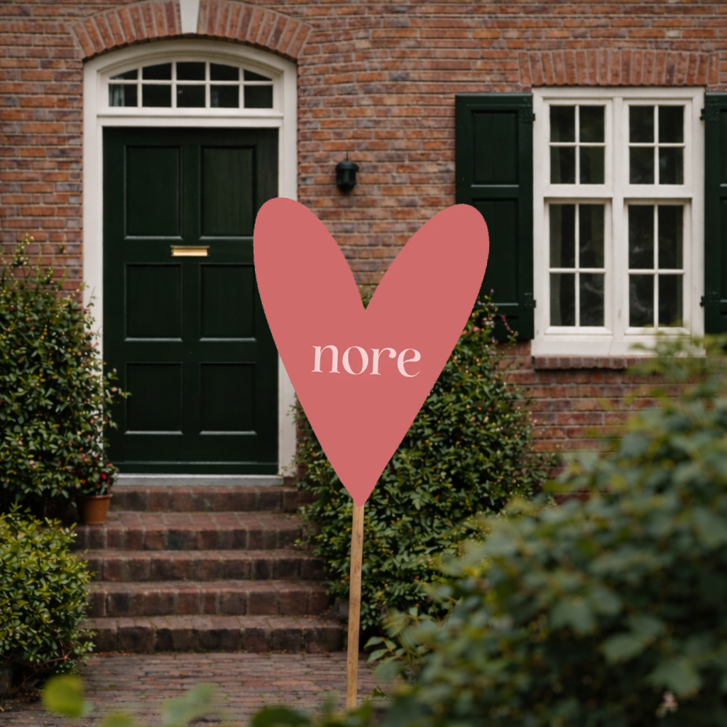 Tuinbord in hartvorm – Lief geboortebord voor in de tuin