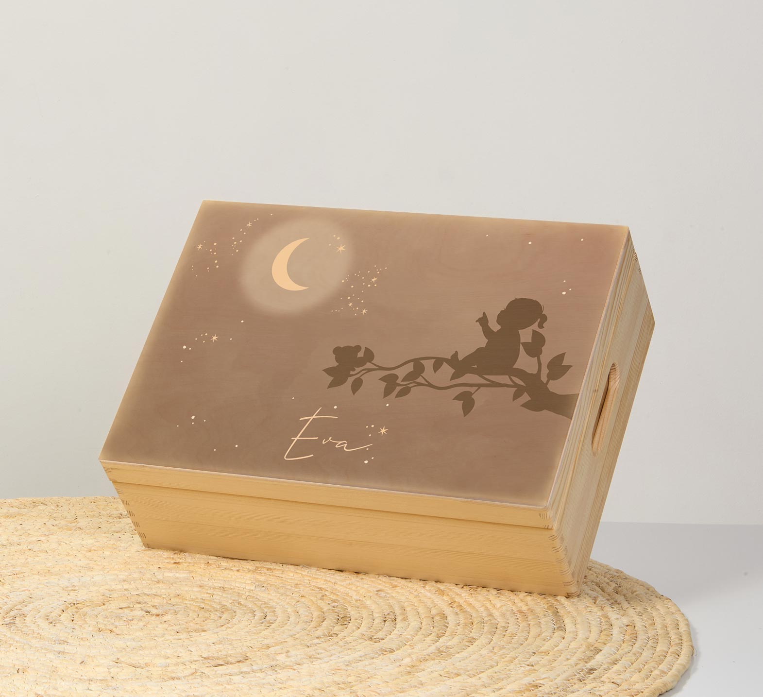 Memorybox winterliefde silhouet meisje op een tak met maan