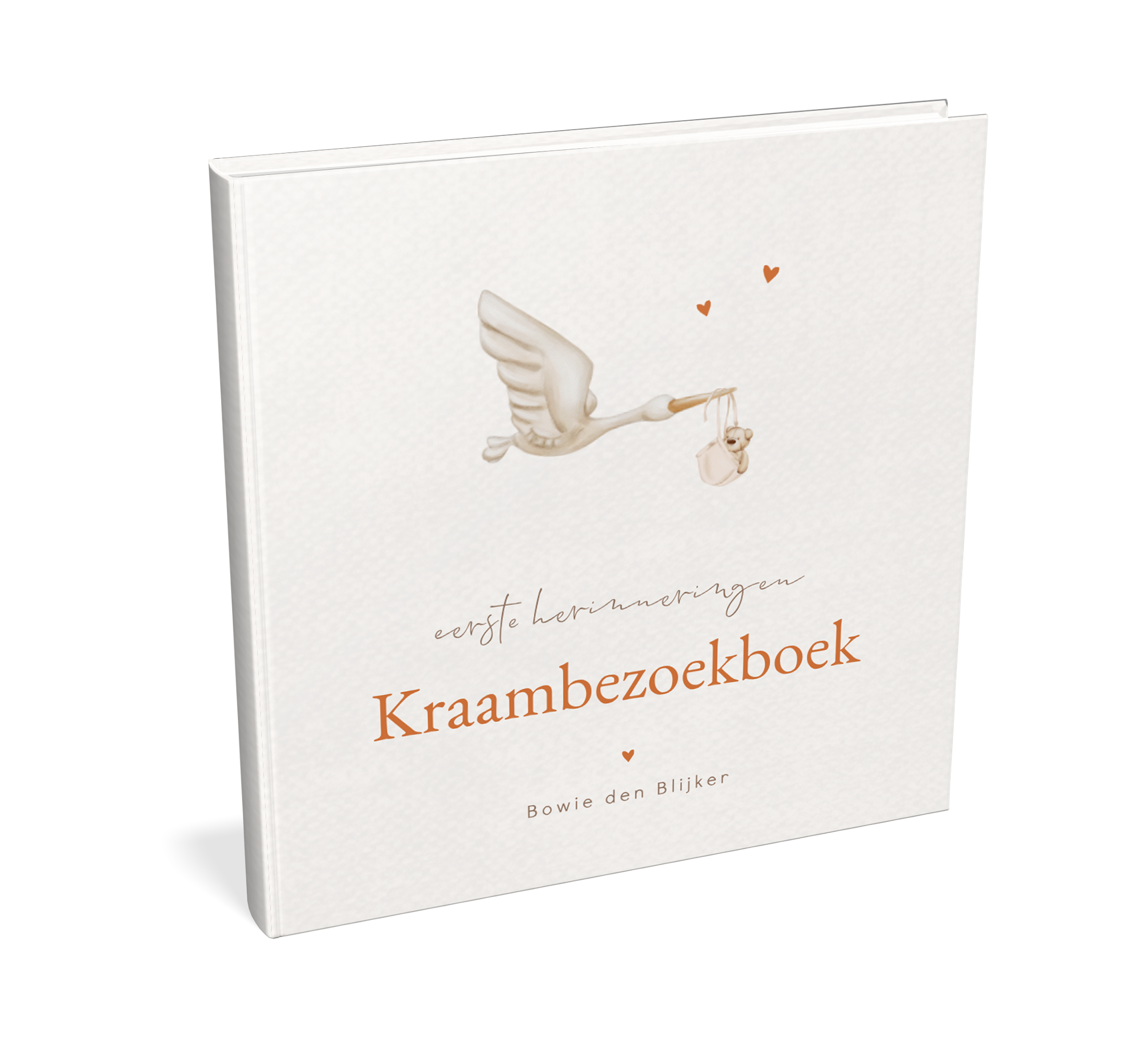 Kraambezoekboek met ooievaar en hartjes