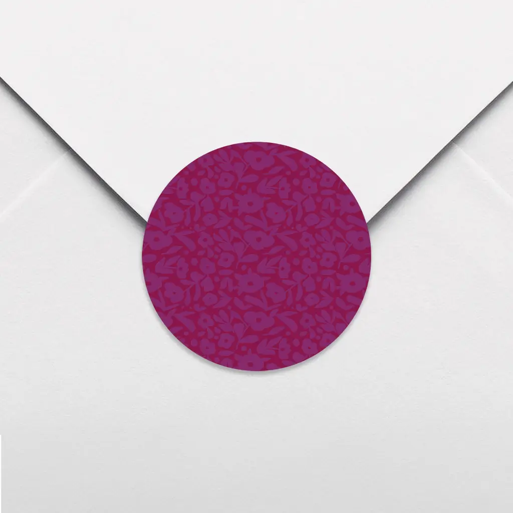 Sluitsticker paars met bloemen - per 25 stuks