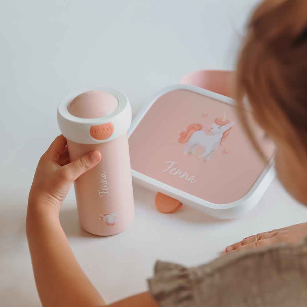 Mepal schoolbeker Campus met eenhoorn, vlinder en naam