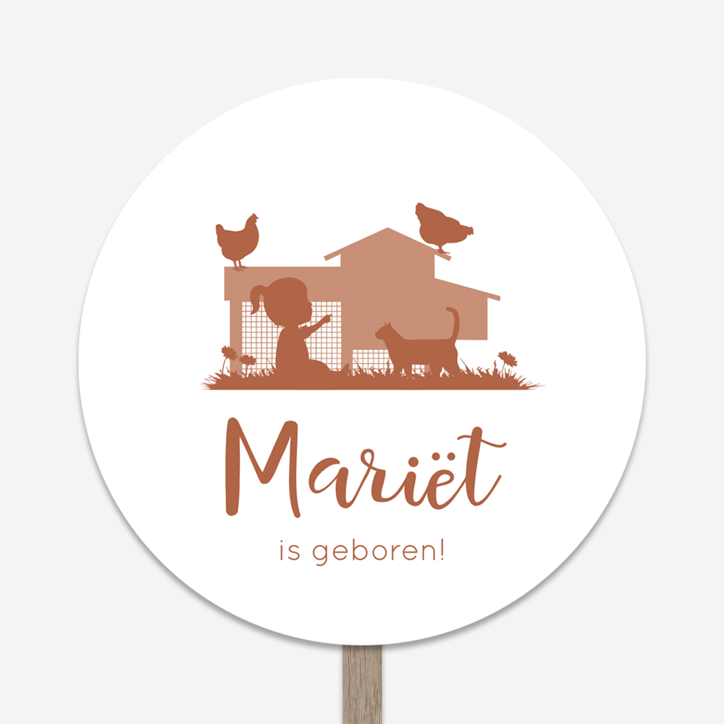 Tuinbord Wit Kippenhok Meisje Kippen