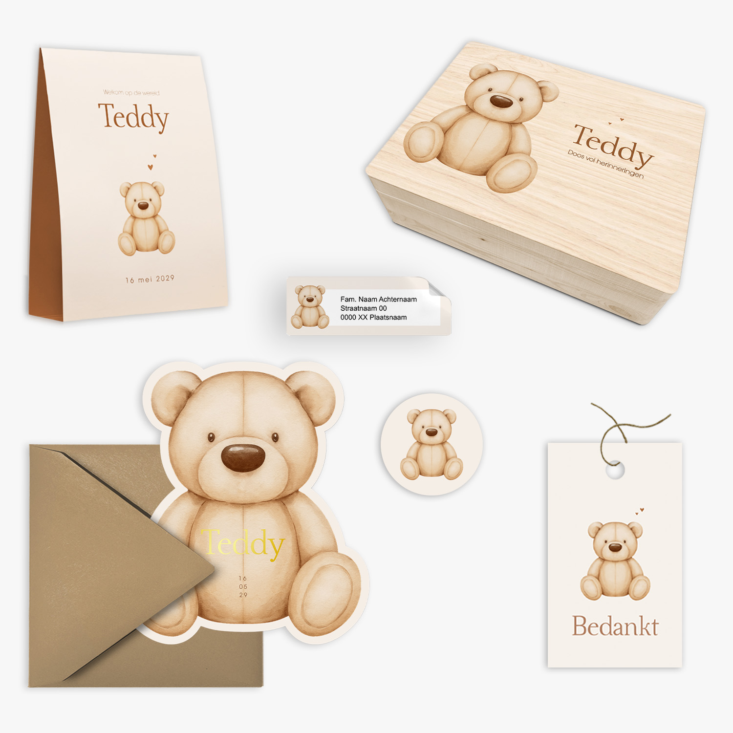 doorlink geboortekaartjes set bear hugs
