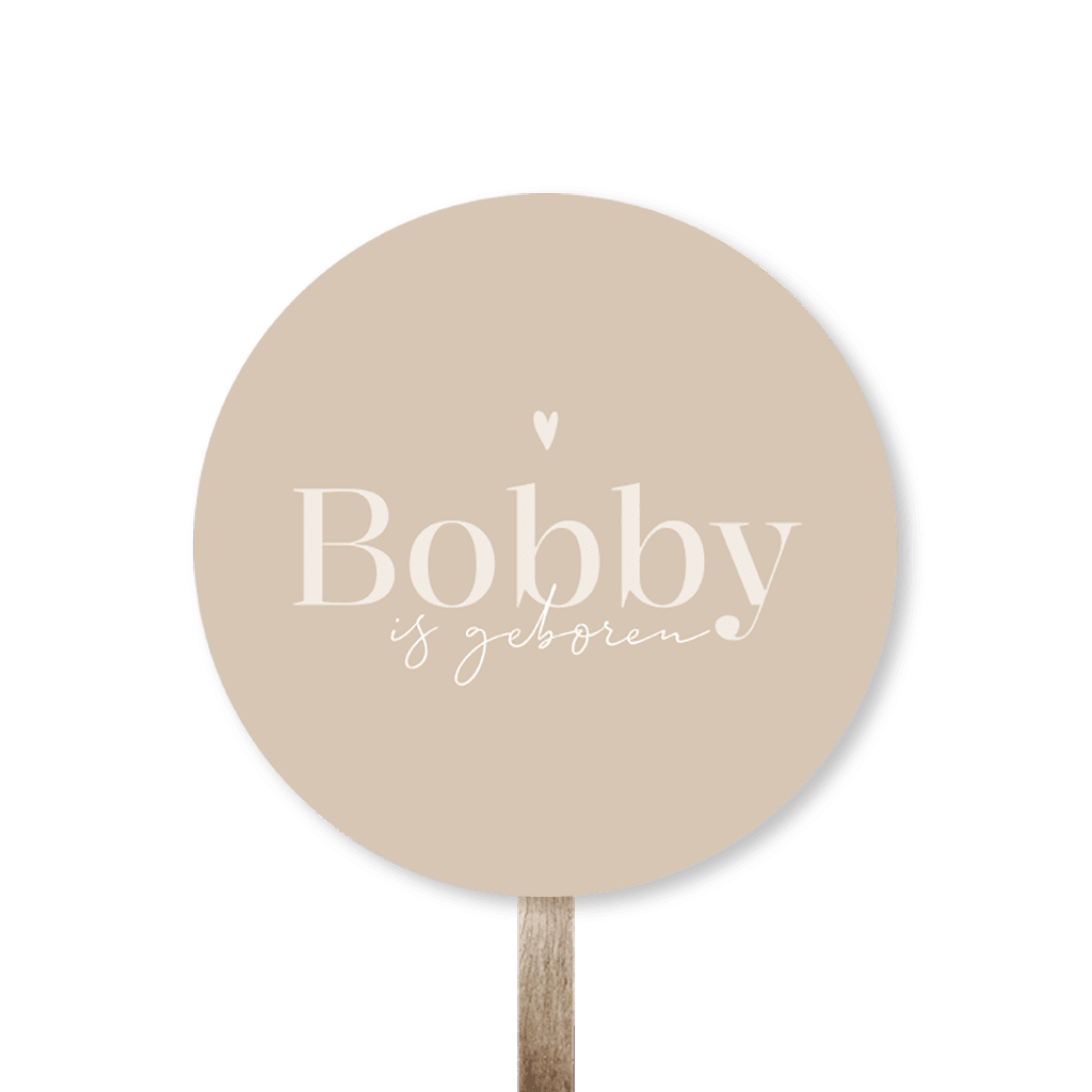 Geboortebord tuin beige met naam en hartje