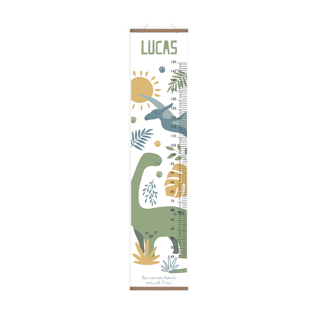 Fröhliche Messlatte zum Aufhängen im Kinderzimmer mit Dino