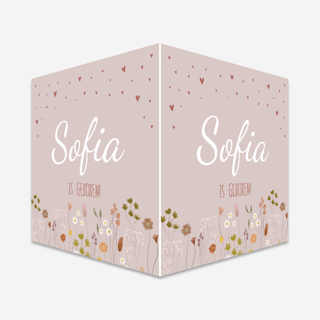 Raambord lief oudroze bloemetjes hartjes