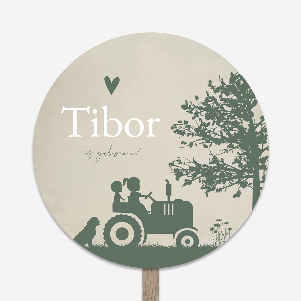 Tuinbord Trekker Boerderij Hondje Groen