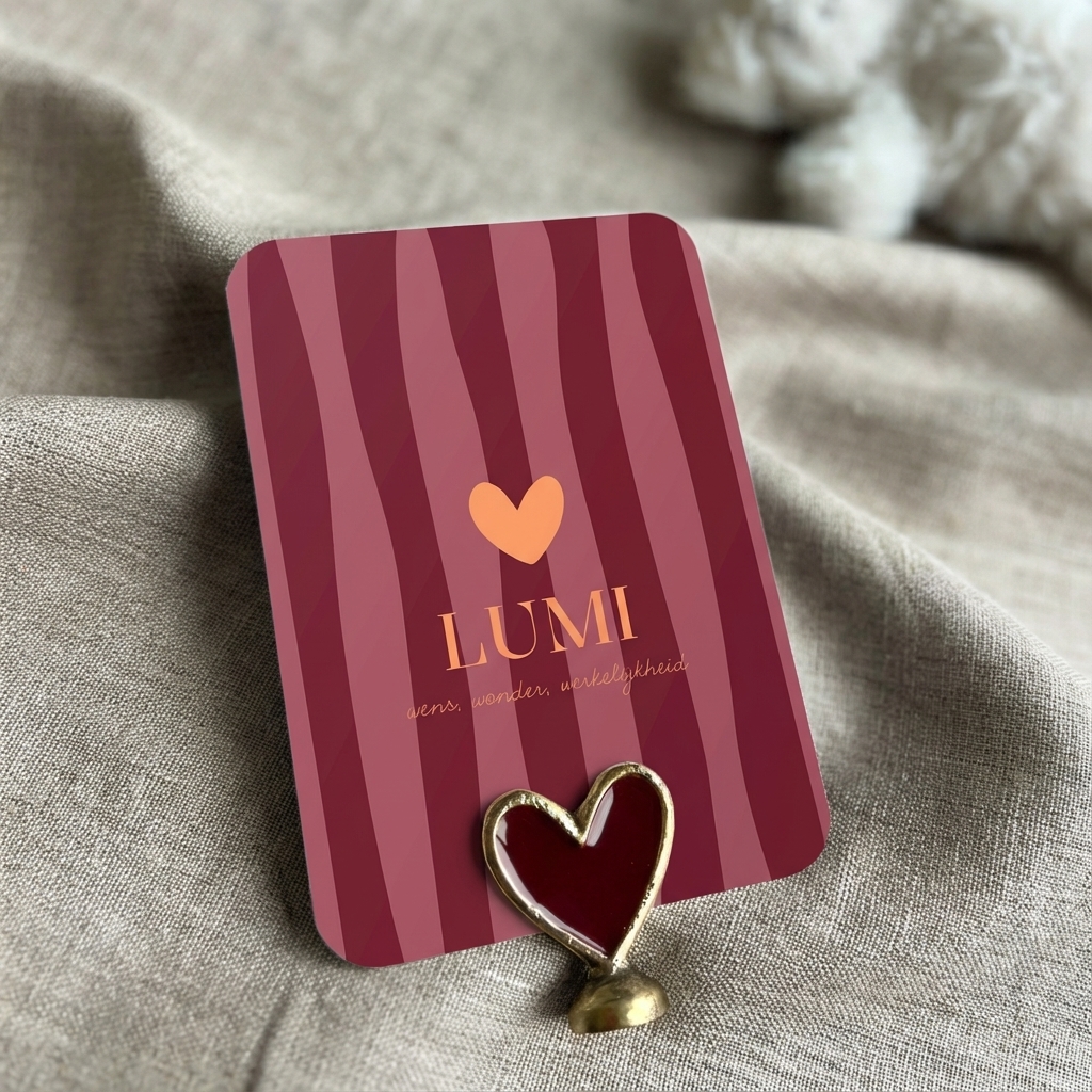 Geboortekaartje Hartje Strepen Burgundy