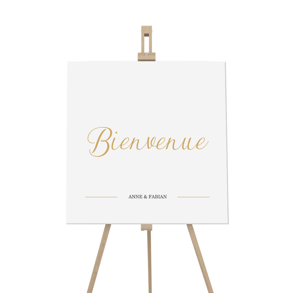 Panneau de bienvenue classique et élégant avec texte doré