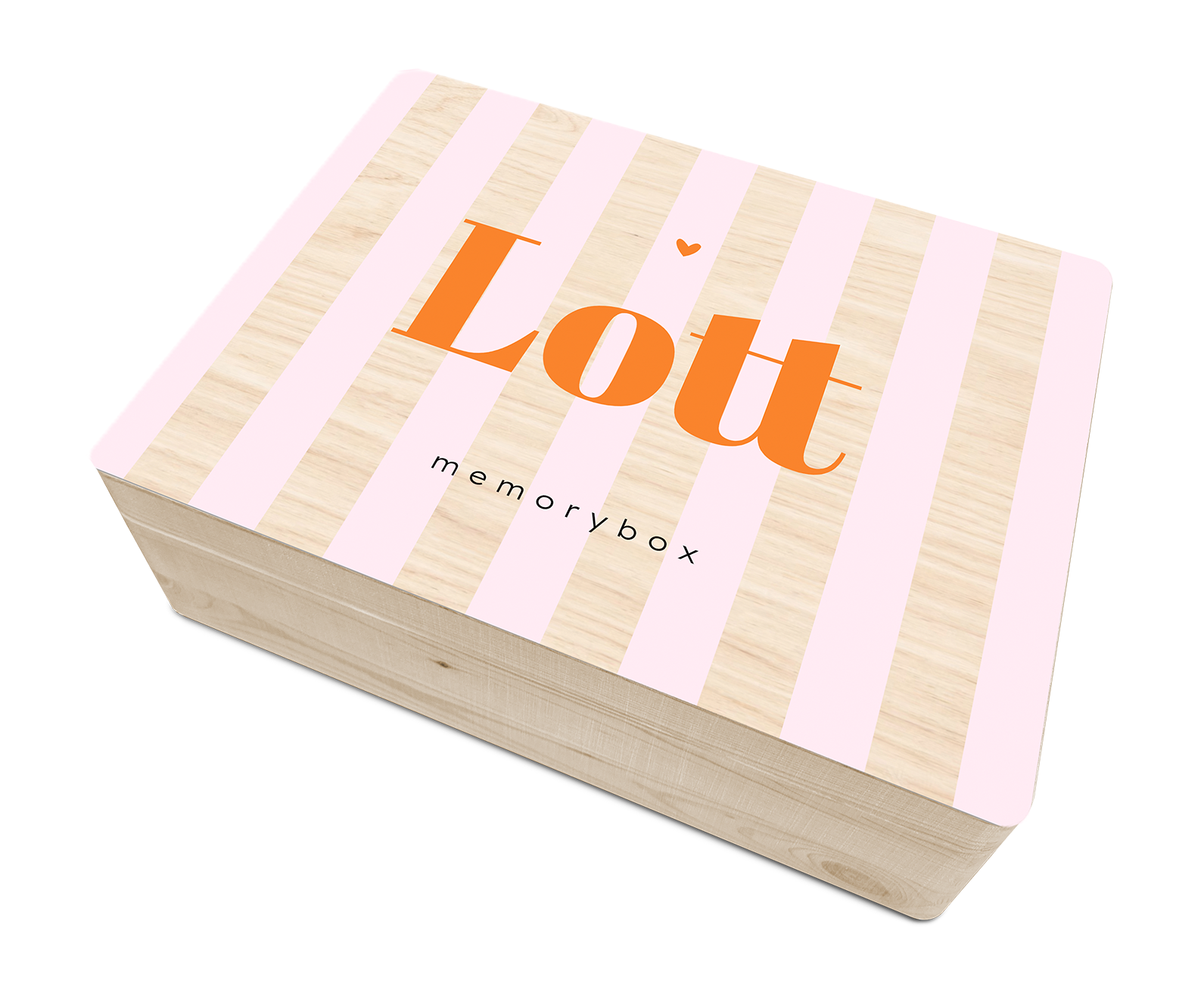 Kleurrijke geboorte memory box voor een meisje met strepen