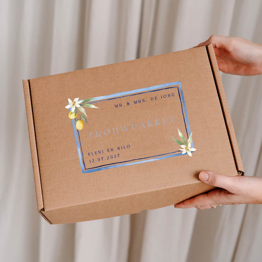 Cadeaudoos bruiloft met zomerse citroenen
