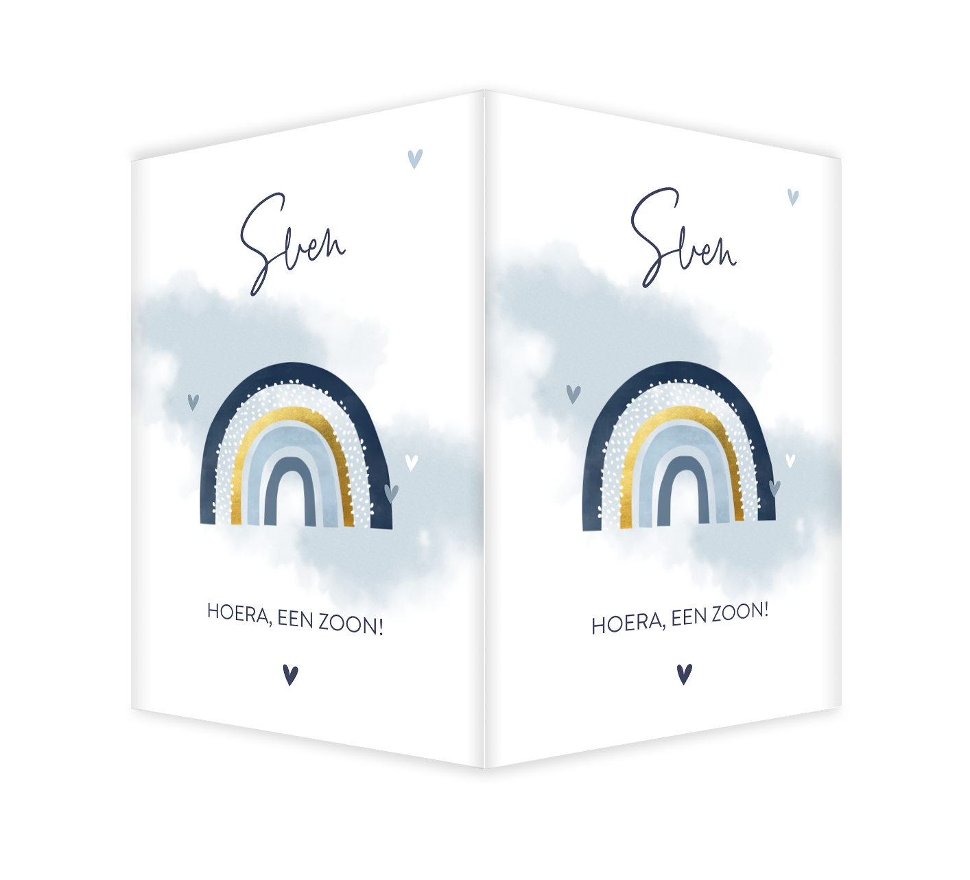 Geboortebord met blauwe regenboog