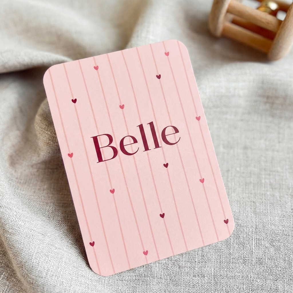 Geboortekaartje Meisje Streepjes Hartjes 