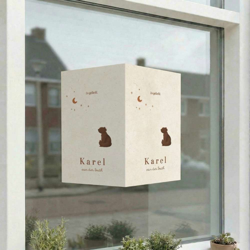 Geboortebord dubbel beer sterrenhemel