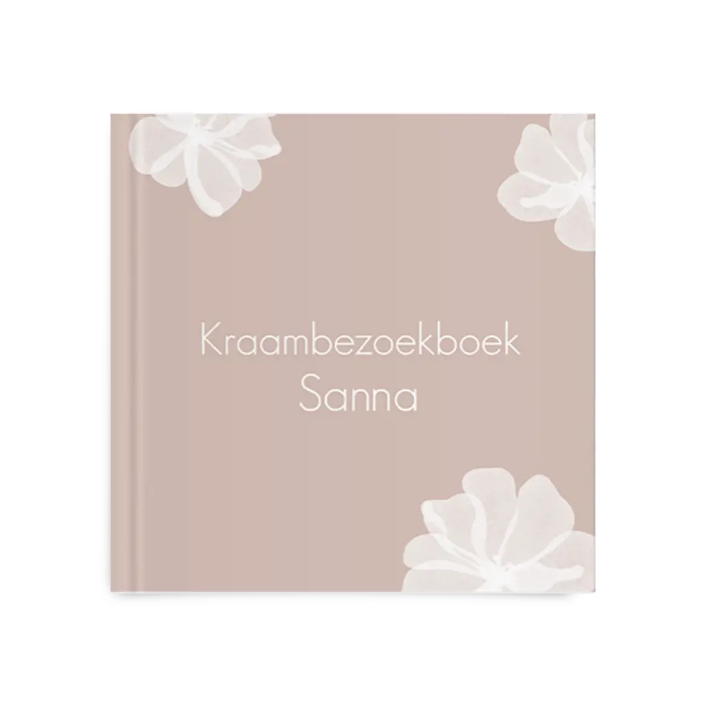 Lief kraambezoekboek met witte bloemen