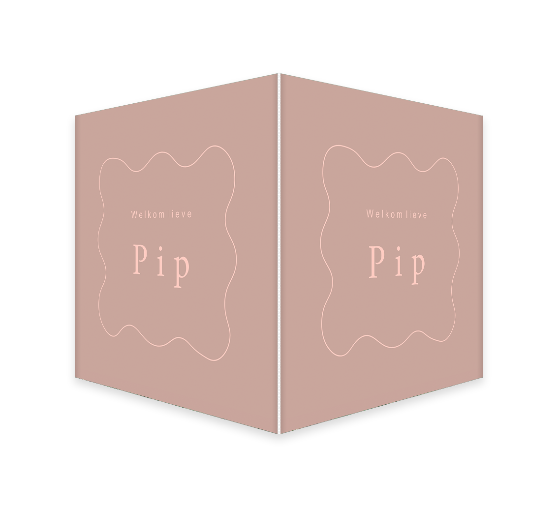 Raambord oudroze met lijntekening en naam