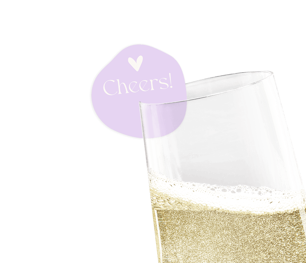 Sekt-Glas Deko in natürlicher Form Color Blocking