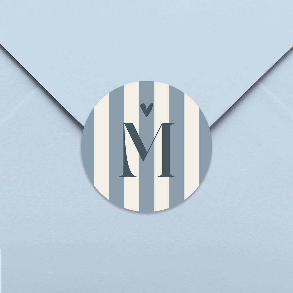 Gestreepte sticker met initiaal - per vel