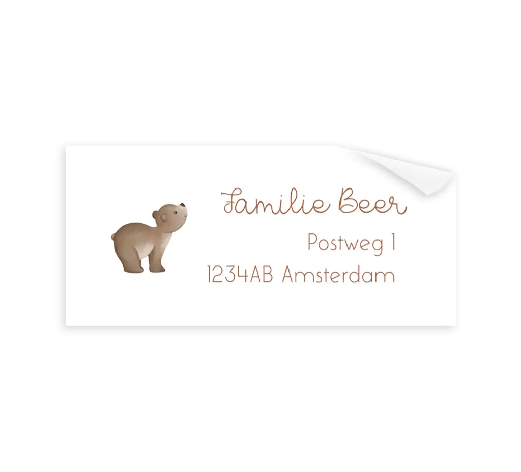 Lieve adressticker met beertje