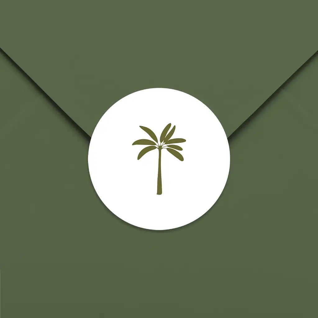 Sluitsticker met palmboom - per vel