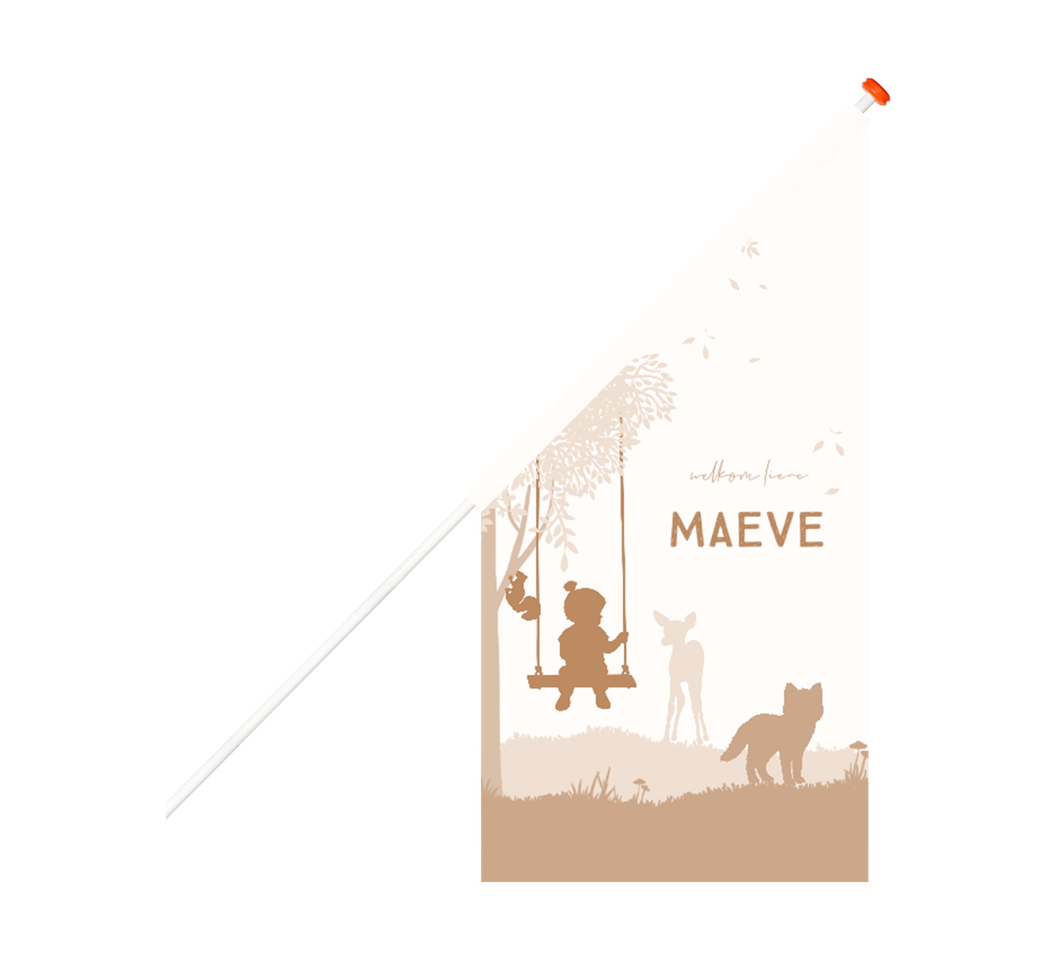 Geboortevlag met silhouetje meisje en bosdieren