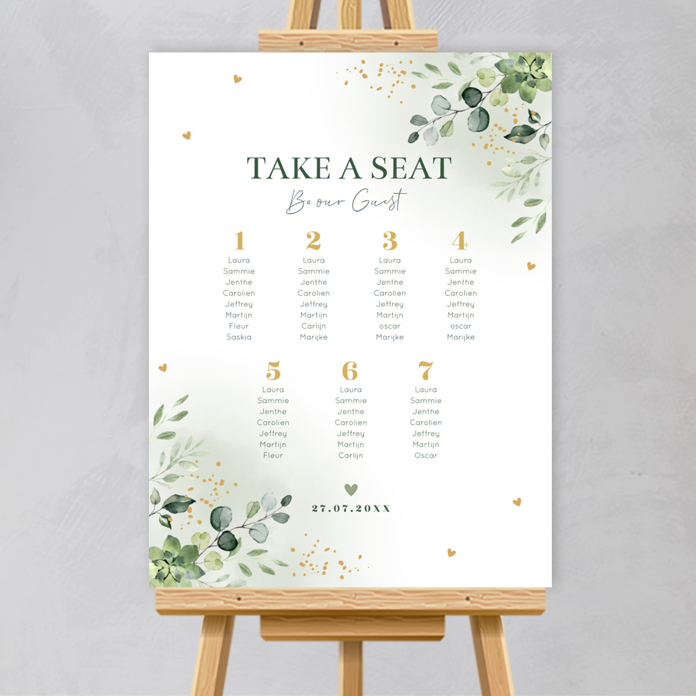 Tafelschikking bord bruiloft botanisch bladeren