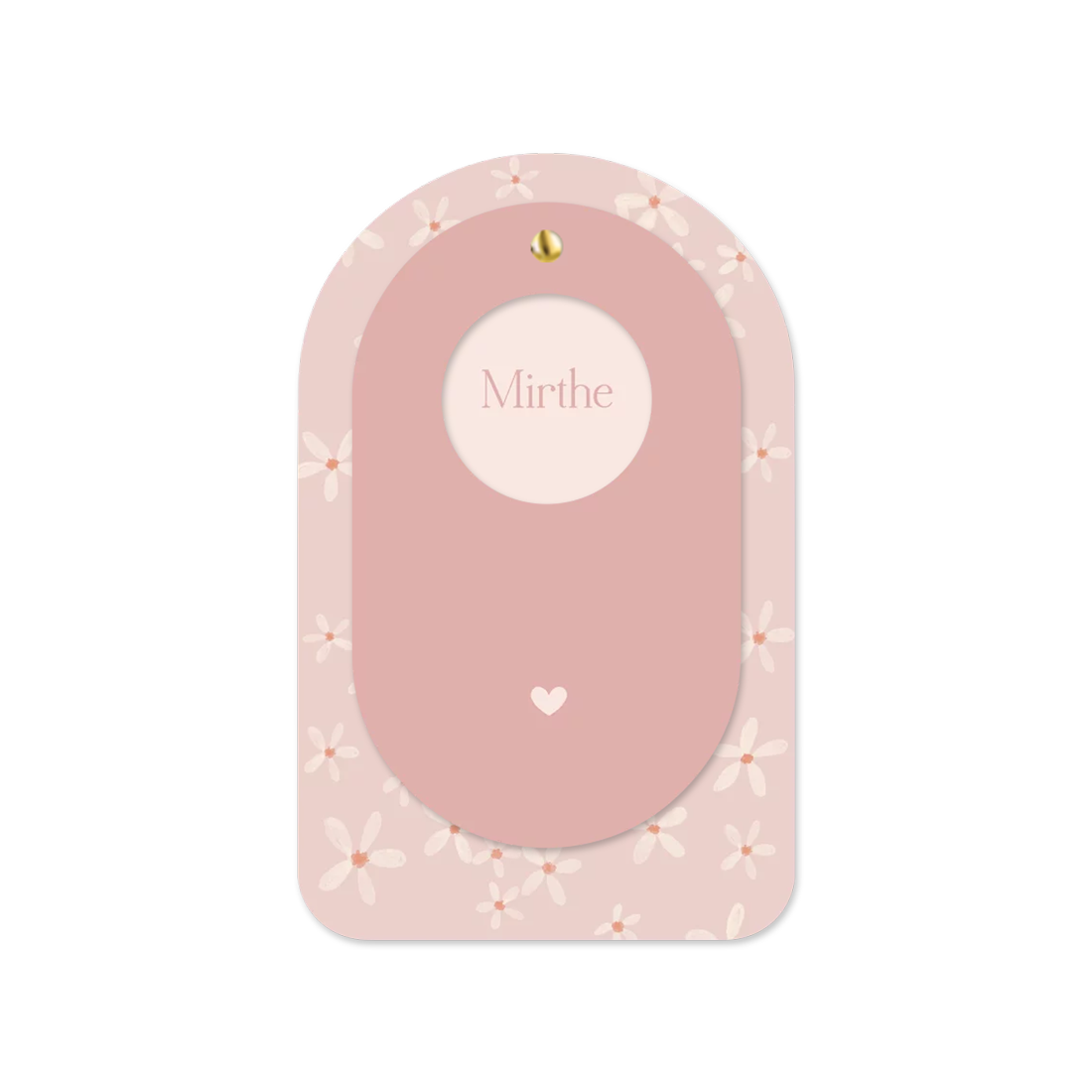 Hip label geboortekaartje roze met bloemetjes