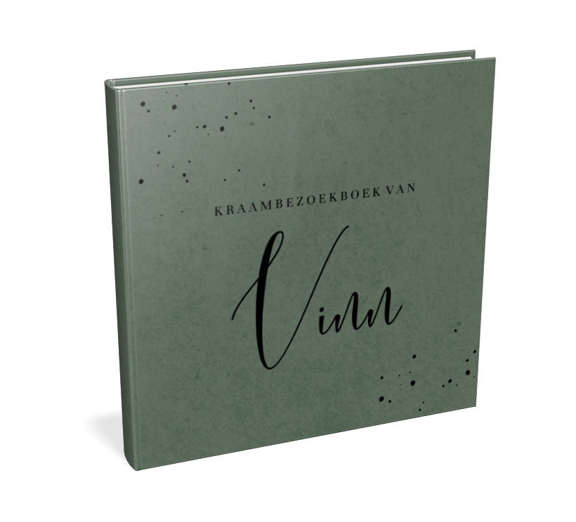 Kraambezoekboek groene velvetlook met hartje