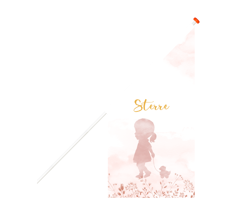 Geboortevlag aquarel meisje met eendje