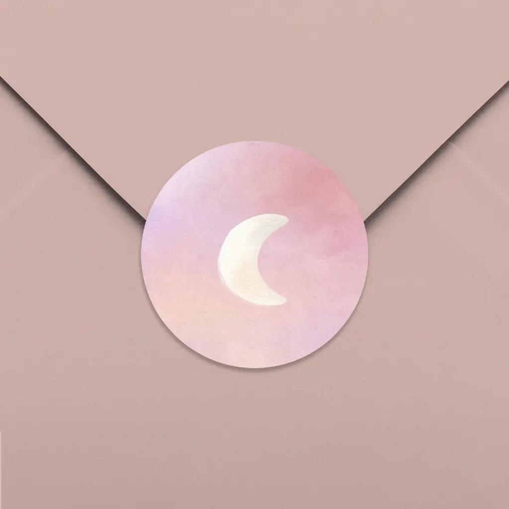 Sluitsticker roze met maan - per 25 stuks