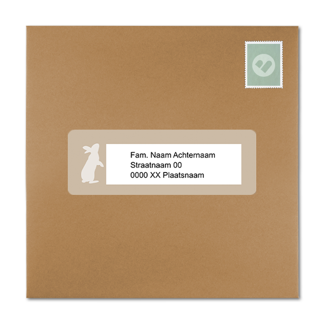 Konijn adressticker met kader - 14 stuks