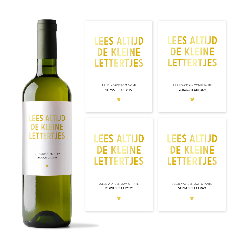 Flessenetiket zwangerschap set voor opa en oma, oom en tante - 5 stuks