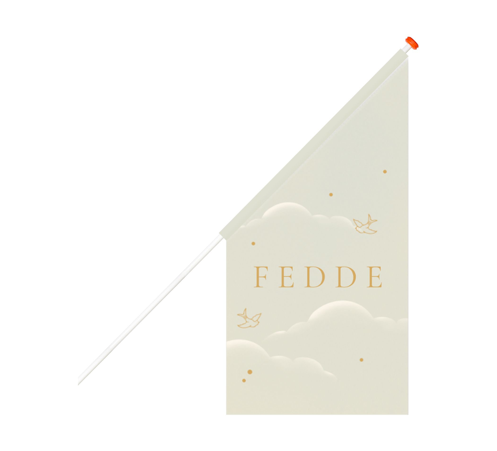 Geboortevlag groen met wolken en vogeltjes