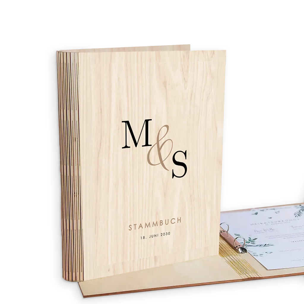 Stammbuch Hochzeit mit großen Initialen und mit elegantem Design
