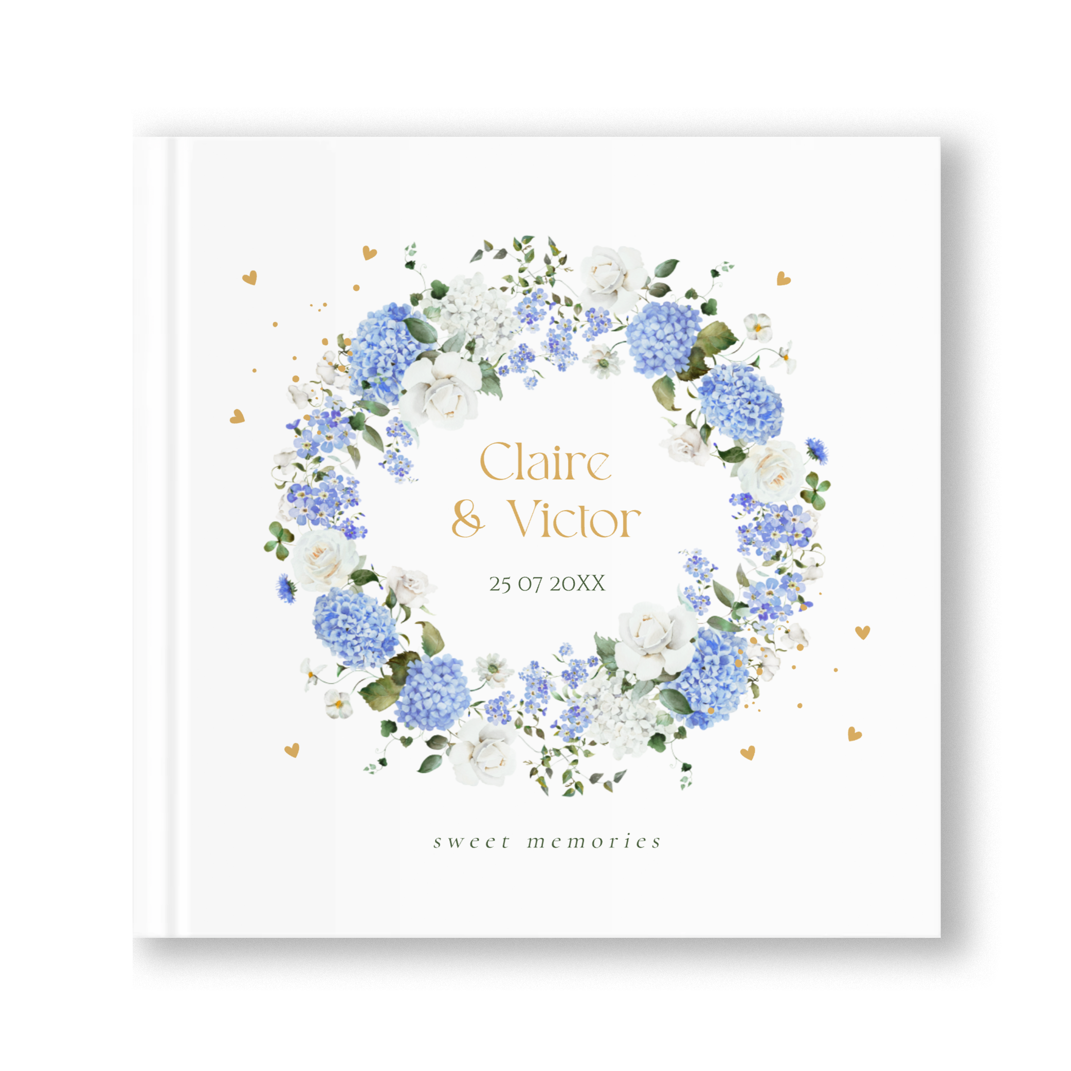 Gastenboek bruiloft bloemen blauw hortensia