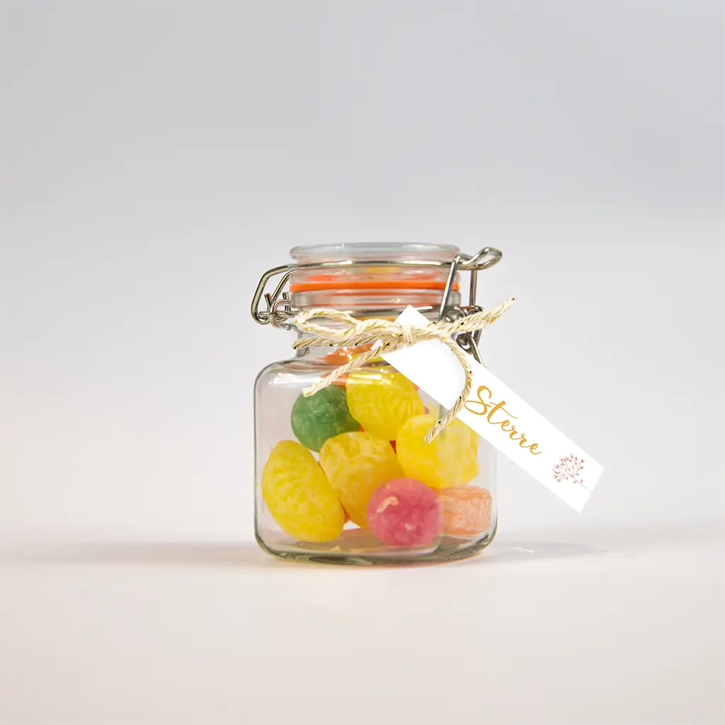 Doopsuiker labeltje met bloemetje - per 16 stuks