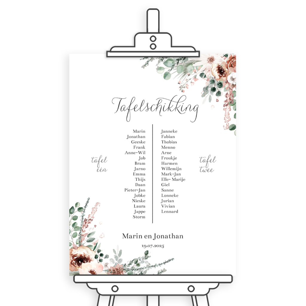 Tafelschikking met bohemian bloemen